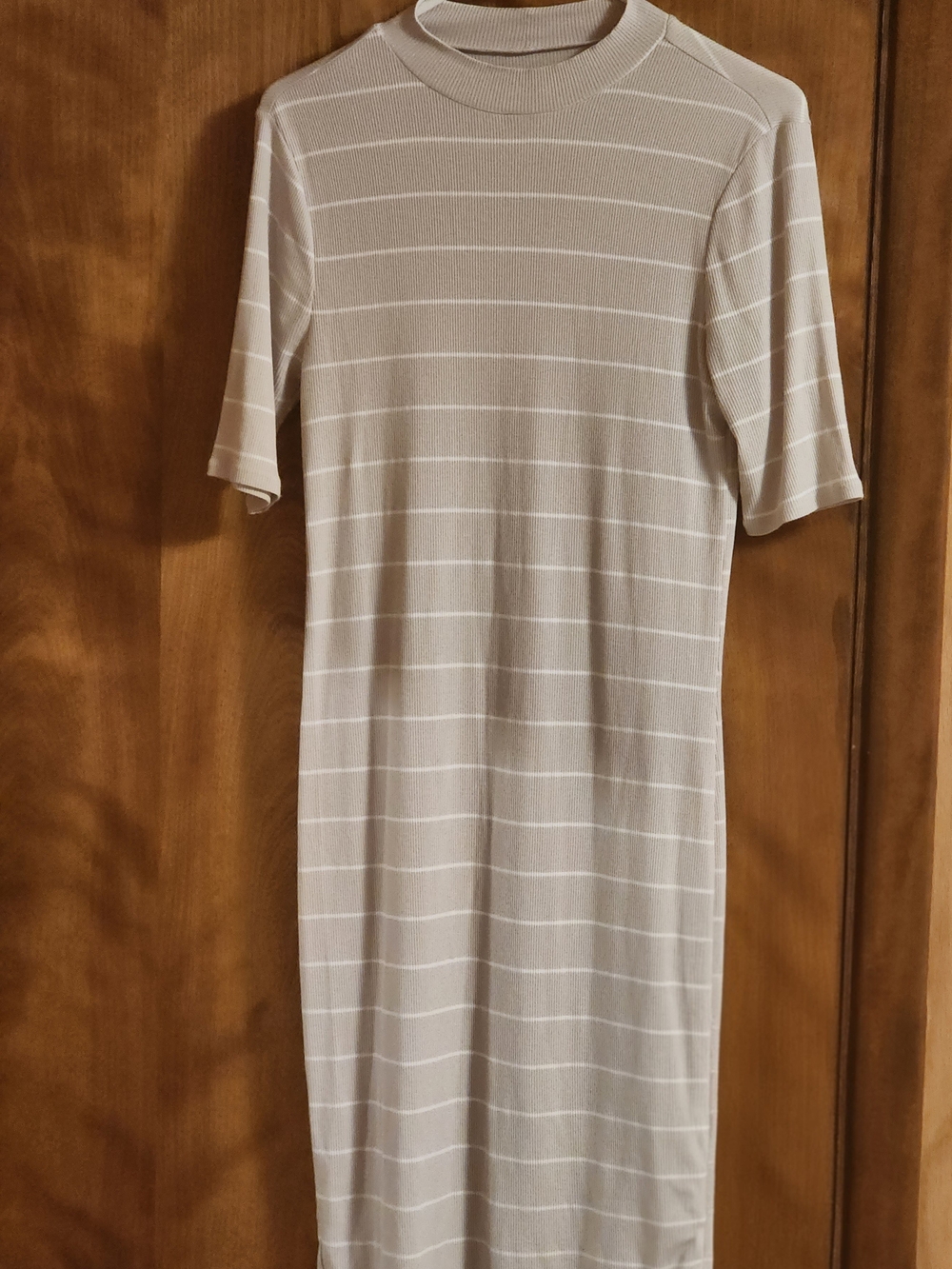 Laundry by Design Cream and White Striped Midi Dress